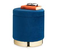 Relaxdays Pouf coiffeuse bleu espace de rangement