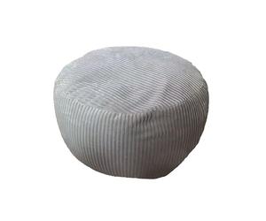 Relaxdays Pouf Cord, HxD : 35 x 50 cm, Gris Clair | remplissage en polystyrène, coussin rond, tabouret de salon, pouf