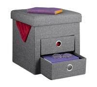 Relaxdays Pouf de rangement avec tiroirs