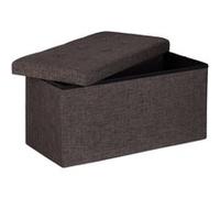 Relaxdays Pouf de rangement pliant en lin – Coffre 38×76×38 cm, repose-pieds marron