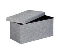 Relaxdays Pouf de rangement pliant lin