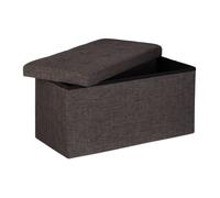 Relaxdays Pouf de rangement pliant coffre repose-pieds Hxlxp: 38 x 76 x 38 cm, marron