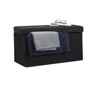 Relaxdays Pouf de rangement pliant coffre repose-pieds Hxlxp: 38 x 76 x 38 cm, noir