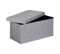 Relaxdays Pouf de rangement pliant coffre repose-pieds Hxlxp: 38 x 76 x 38 cm, gris