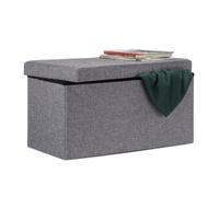 Relaxdays, gris foncé Pouf de rangement pliant coffre repose-pieds Hxlxp: 38 x 76 x 38 cm, lin, Taille unique
