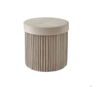 Relaxdays - Pouf en velours, pouf avec rangement, rembourré, pliable, H x P : 38 x 38 cm, pouf d'appoint rond, beige