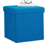 relaxdays Pouf pliable avec espace de rangement Toile