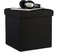 relaxdays Pouf pliable avec espace de rangement Toile