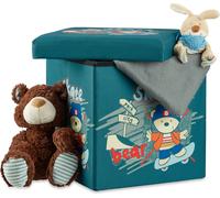 Relaxdays Tabouret Pliable pour Enfant avec Couvercle, Polyester, Jaune, 38 x 38 x 38 cm