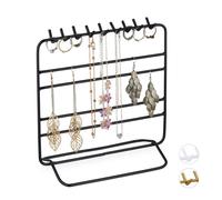 Relaxdays Présentoir à bijoux, boucles d’oreille, bracelets, rangement, organisateur, 21 x 20 x 10 cm, noir