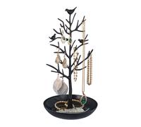 Relaxdays Porte-Bijoux en Forme d’Arbre, pour Colliers, Boucles d’Oreilles, Bracelets, HxLxP 30 x 16 x 15 cm, Noir