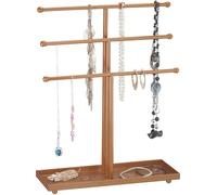 Relaxdays Porte-Bijoux, Forme T, 3 Niveaux pour Colliers, Bracelets, Boucles d’Oreilles, Plateau, métal, Bronze