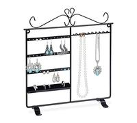 Relaxdays Présentoir à bijoux pour colliers, boucles d’oreilles et bagues, 34×31,5×9 cm, noir
