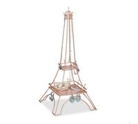 Relaxdays Présentoir à bijoux tour Eiffel, colliers, bagues et bracelets, métal, HxLxP 47 x 21 x 21 cm, rose doré