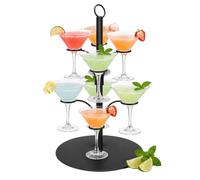 Relaxdays Présentoir à Boissons, 8 Verres, en Acier, Noir, Spritz et vin