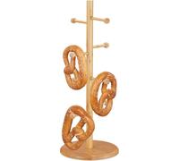 Relaxdays Porte-tasses en bambou, 8 branches, HxD : 50x19,5 cm, arbre à tasses, porte-saucissons, porte-bretzels, nature