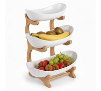 Relaxdays Présentoir à fruits en bambou 3 niveaux