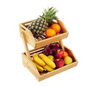 Relaxdays Présentoir à Fruits en Bambou, H x l x P : 29 x 30 x 25 cm, Panier pour Fruits, légumes et pâtisseries, Bol à Fruits, Cuisine, Naturel