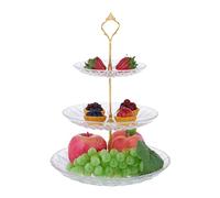 Relaxdays Présentoir à gâteaux, Verre et Fer, Plat de Service Vintage, 3 étages, H x D : 33 x 25 cm, Transparent/doré