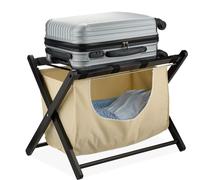 relaxdays Présentoir à valises noir avec sac à linge