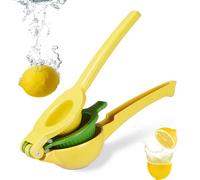 Relaxdays Presse citron manuel, presse agrumes 2 en 1 pour citron et citron vert, Bar HxlxP: 5,5 x 7,5 x 22 cm, jaune