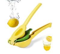Relaxdays Presse Citron Manuel, Lot de 2, Presse Agrumes 2 en 1 pour Citron et Citron Vert, Bar HxlxP: 5,5 x 7,5 x 22 cm, Jaune