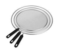 Relaxdays Couvercle Anti-éclaboussures - Set de 3 Pare-éclaboussures - Couverture en Acier Inoxydable, ∅ 25, 29, 33 cm, poignée, Noir