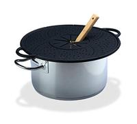 Relaxdays Protection de cuisson en silicone, pare-éclaboussures et soucoupe pour casseroles, résistant à la chaleur, facile à nettoyer, 30 cm 31 x 36,5 x 1 cm, noir