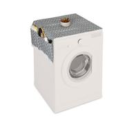 Relaxdays Protection de Machine à Laver avec Poches, Polyester, Housse Lave-Linge, sèche-Linge, frigo, Gris - crème