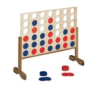 Relaxdays Puissance 4, jeu classique, XXL, petits et grands, H x L x P : 72 x 82,5 x 26 cm, pour l’extérieur, nature