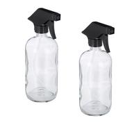 Relaxdays Pulvérisateur en verre, lot de 2, 500 ml, rechargeable, vaporisateur vide, brumisateur, spray, transparent
