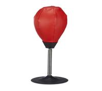 Relaxdays Punching Ball de table de bureau sac de boxe anti-stress anti frustration mini 35 x 18 x 18 cm, rouge noir