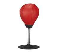 Relaxdays Punching Ball de table de bureau sac de boxe anti-stress anti frustration mini 35 x 18 x 18 cm, rouge noir