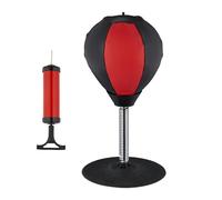 Relaxdays Punching-Ball de Table, Mini Sac de Frappe pour Le Bureau, soulager Le Stress, Ballon Poire Boxe, Noir/Rouge
