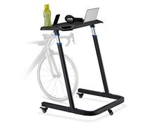 Relaxdays Pupitre Multifonctionnel réglable en Hauteur, Laptop sur Roues, vélo à Tablette, Hauteur: 88-125 cm, Noir