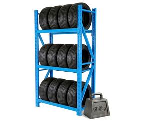 Relaxdays Rack à pneus bleu pour 12 pneus