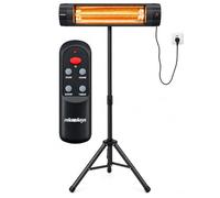 relaxdays Radiateur infrarouge, 2 500 W, télécommande, noir | 2 500 W, chauffage infrarouge, télécommande, avec housse de protection