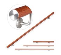 Relaxdays Rampe d’escalier, 100 cm, Main courante escalier, Aluminium, Aspect chêne intérieur extérieur, Ø 42mm, brun