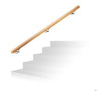 Relaxdays Main courante en bois de hêtre 1500 mm/150 cm/1,5 m Fixation murale avec chevilles, Ø 42 mm