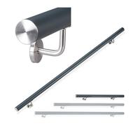 Relaxdays Rampe d’escalier, main courante ronde, Escalier Aluminium 100 cm, intérieur métal, Ø 42mm, anthracite