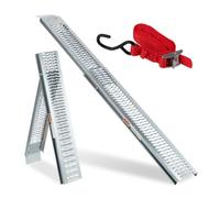 Relaxdays Rampe de Chargement Voiture, Pliable, Monter des Motos, Acier, capacité maximale: 225 kg, 2m de Long, argenté