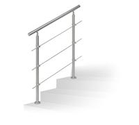 Relaxdays 10020766 Rampe d'escalier en inox pour extérieur 1,0 de long 2 poteaux et 3 tringles, argenté
