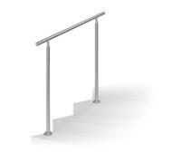 Relaxdays 10020766 Rampe d'escalier en inox pour extérieur 1,0 de long 2 poteaux et 0 tringle, argenté