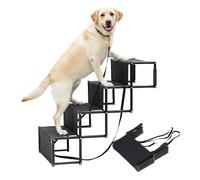 Relaxdays Rampe Pliable pour Chien 4 marches Stable Antidérapant Acier Oxford 80 x 94 x 45 cm Noir