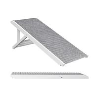 Relaxdays Rampe pour Chiens, réglable 38-43 cm, Pliable, antidérapante, Bois, 35 kg, marchette canapé, Gris/Blanc