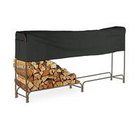 Relaxdays Range-bûches avec Protection, Acier pulvérisé, pour extérieur, H x L x P : 122x250x30 cm, Marron - Noir