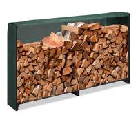 Relaxdays Range-bûches avec Protection,Support en Fer,Noir - Vert,HxLxP 110x200x29 cm