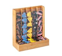 Relaxdays range capsule Cafissimo, Rangement capsule élégant, bambou & acrylique, HxLxP: 29 x 24,5 x 12 cm, nature