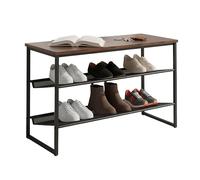 Relaxdays Range-Chaussures 2 étagères inclinables Style Industriel, 52,5 x 75 x 30 cm, Noir/Marron
