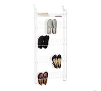 Relaxdays Range-chaussures portes, 12 paires, à suspendre, rangement 4 niveaux, fer, HLP : 144 x 60 x 19 cm, blanc